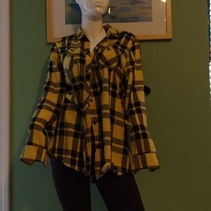 Hufflepuff Yellow Plaid Button Up